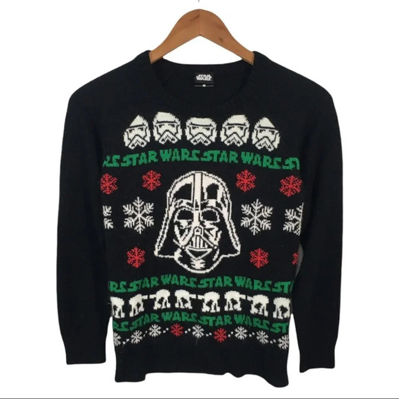 C10 Women’s Star Wars Christmas Darth Vader Crew Neck Sweater XS - Picture 1 of 4